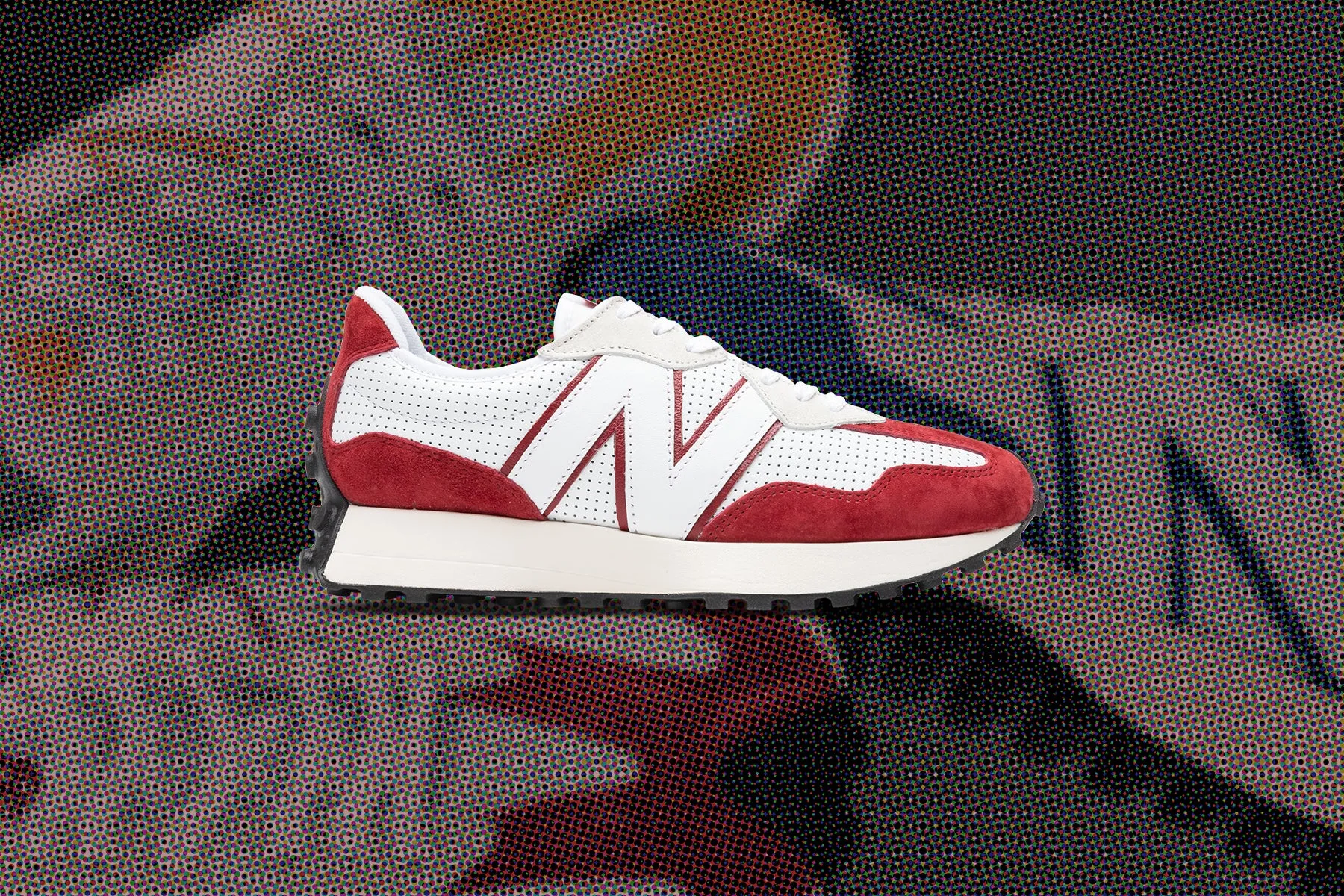 327 - White/Scarlet New Balance Arch Support Sneakers