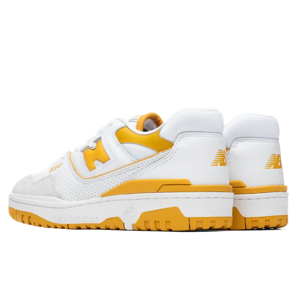 550 - White/Yellow New Balance Arch Support Sneakers
