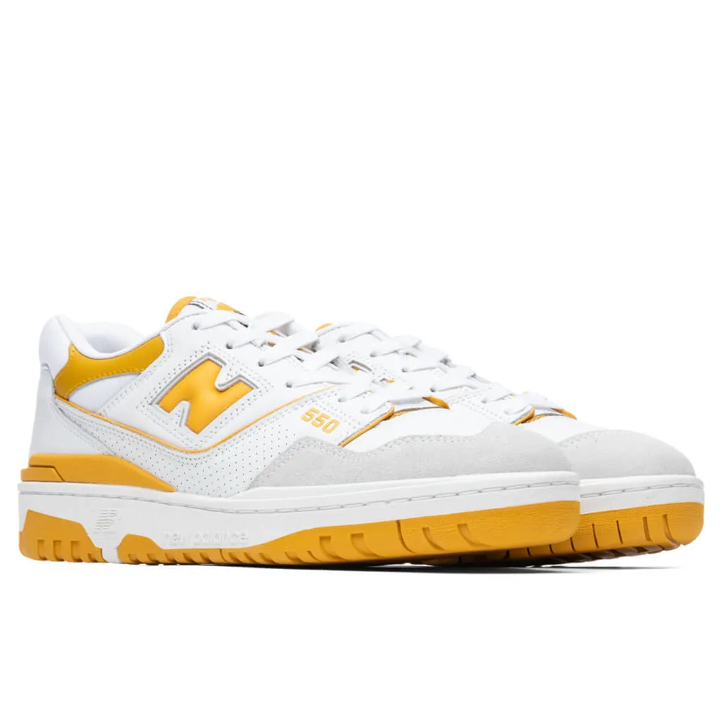 550 - White/Yellow New Balance Arch Support Sneakers