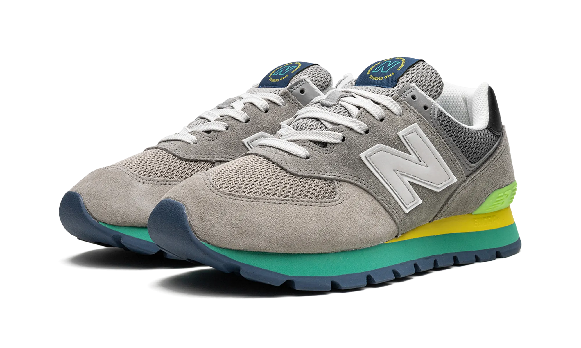 574 Rugged "Rugged Grey Yellow Emerald" new balance mesh athletic shoes