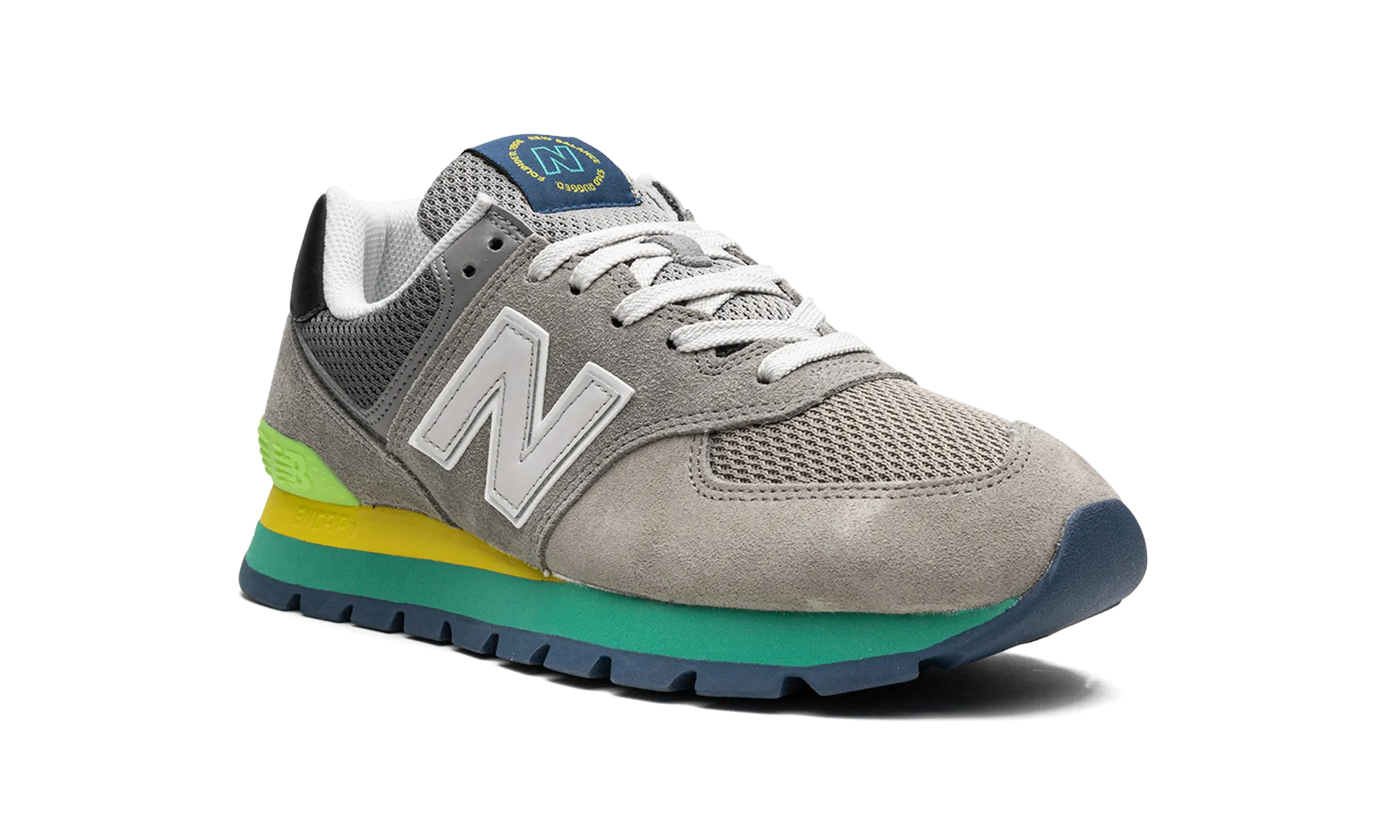 574 Rugged "Rugged Grey Yellow Emerald" new balance mesh athletic shoes