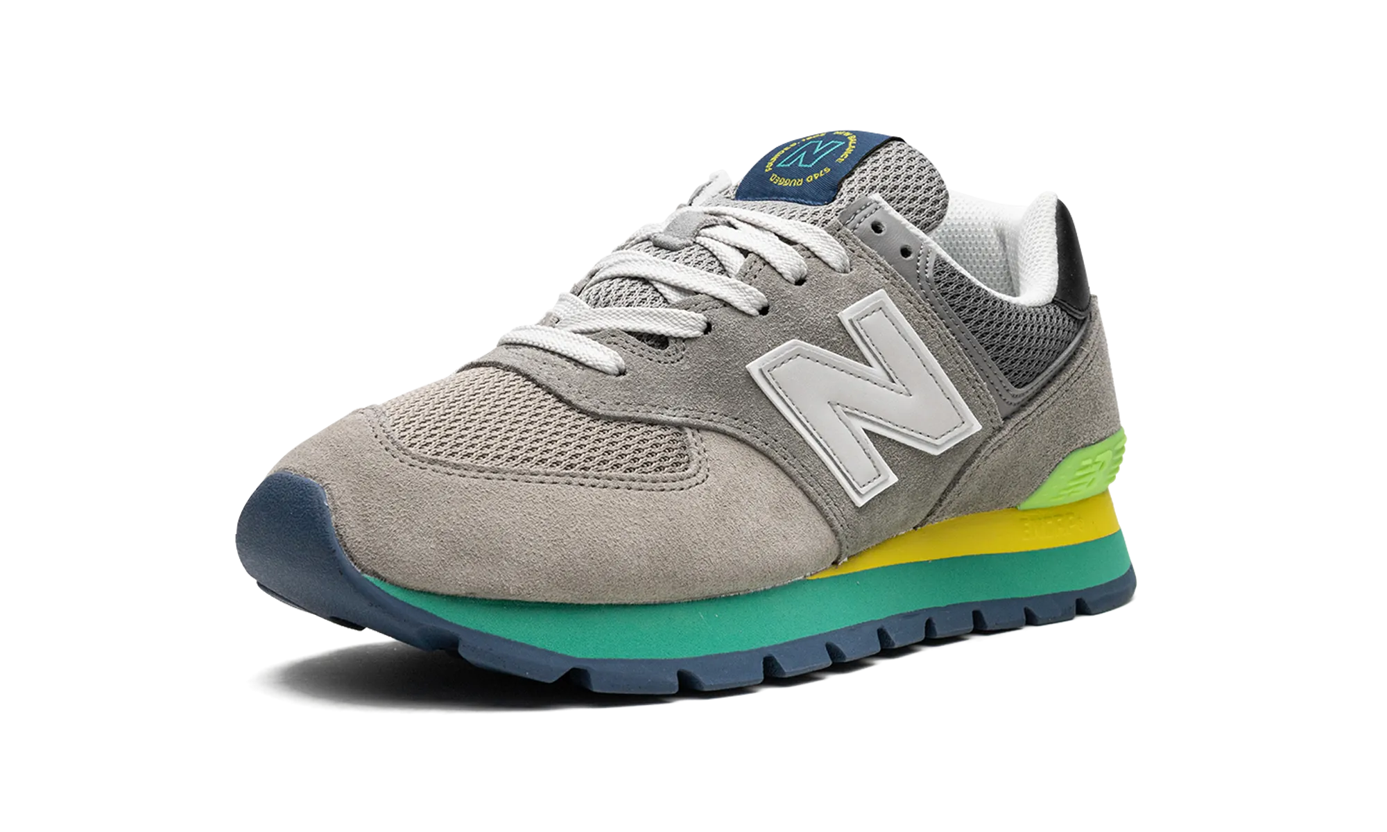 574 Rugged "Rugged Grey Yellow Emerald" new balance mesh athletic shoes