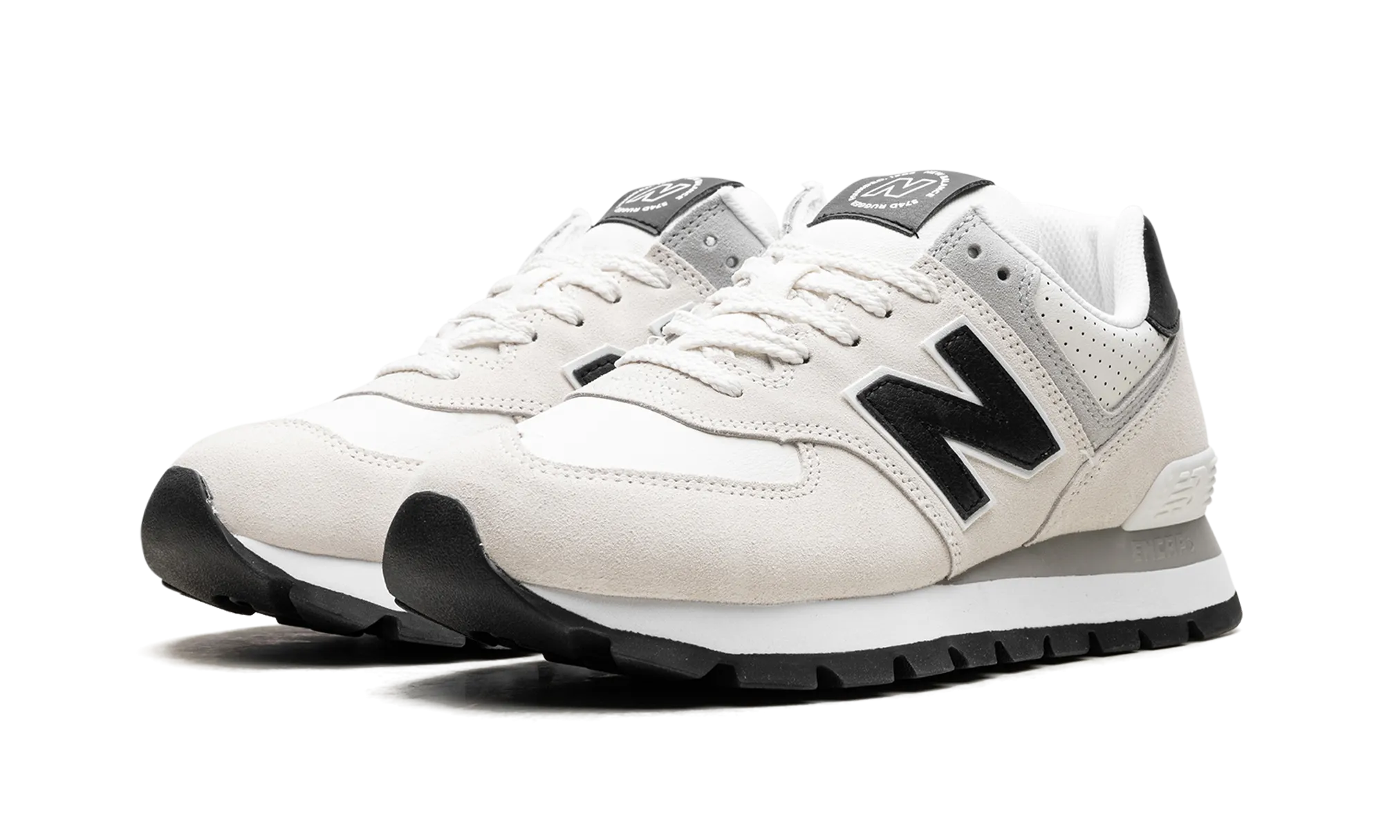 574 Rugged "White Black" new balance mesh athletic shoes