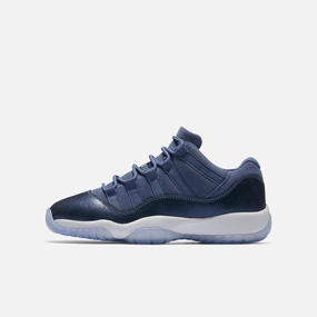 (GS) Air Jordan 11 Retro Low 'Blue Moon' (2017) 580521-408 Air Jordan 11 basketball shoes with patent look