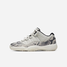 (GS) Air Jordan 11 Retro Low LE 'Light Bone Snakeskin' (2019) CD6847-002 Air Jordan 11 basketball shoes with patent look