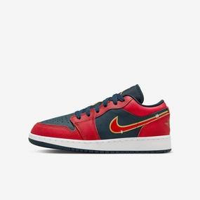 (GS) Air Jordan 1 Low 'Armory Navy / Sport Red' (2024) FQ7380-400 Authentic Air Jordan 1 in premium leather