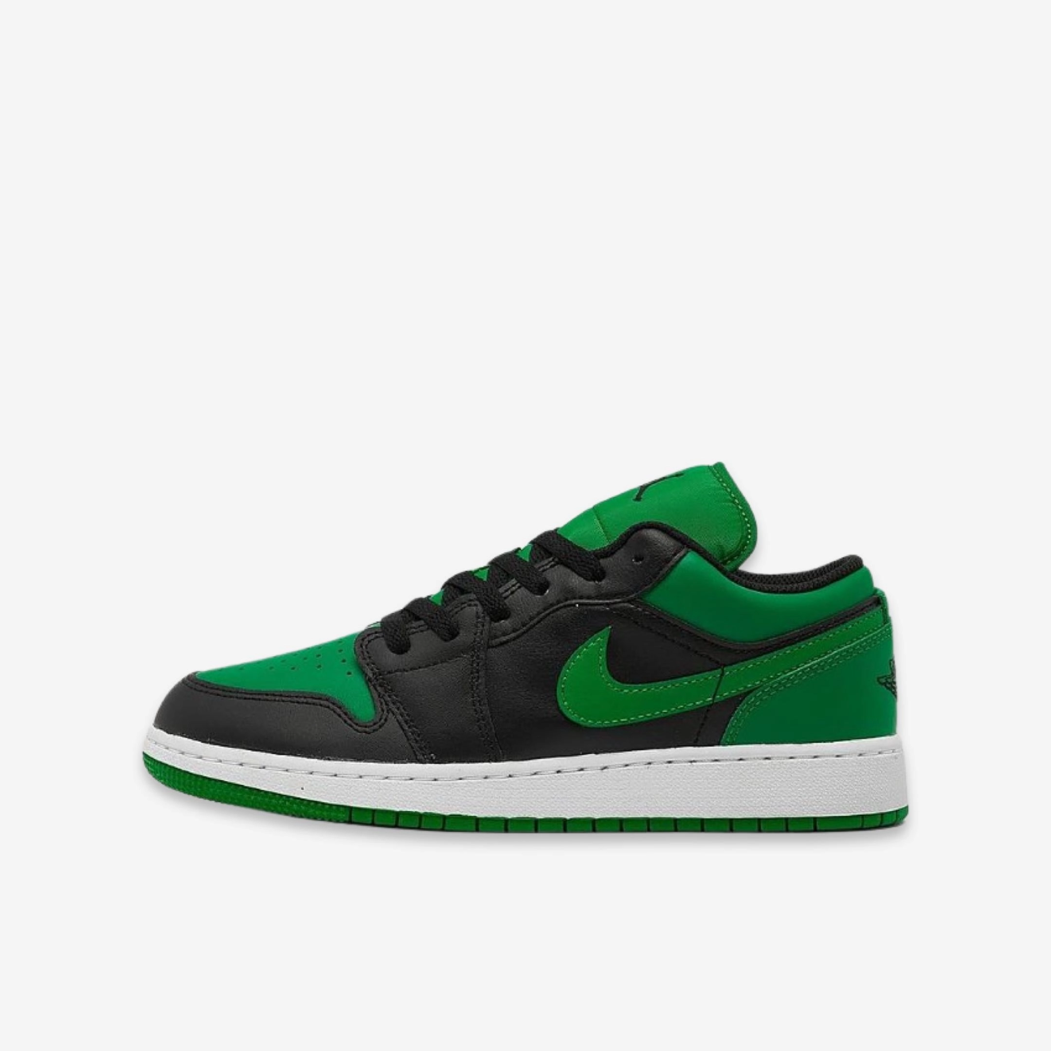 (GS) Air Jordan 1 Low 'Black / Lucky Green' (2023) 553560-065 Iconic Air Jordan 1 shoes with bold accents