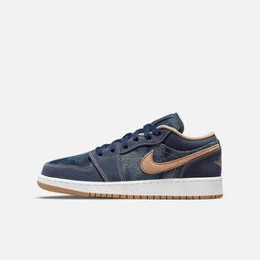 (GS) Air Jordan 1 Low SE 'Denim' (2021) DM4692-400 Iconic Air Jordan 1 shoes with bold accents