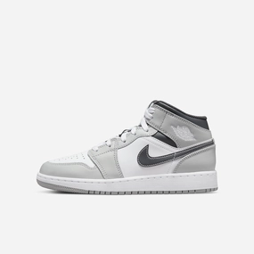(GS) Air Jordan 1 Mid 'Light Smoke Grey 2.0' (2022) 554725-078 Authentic Air Jordan 1 in premium leather