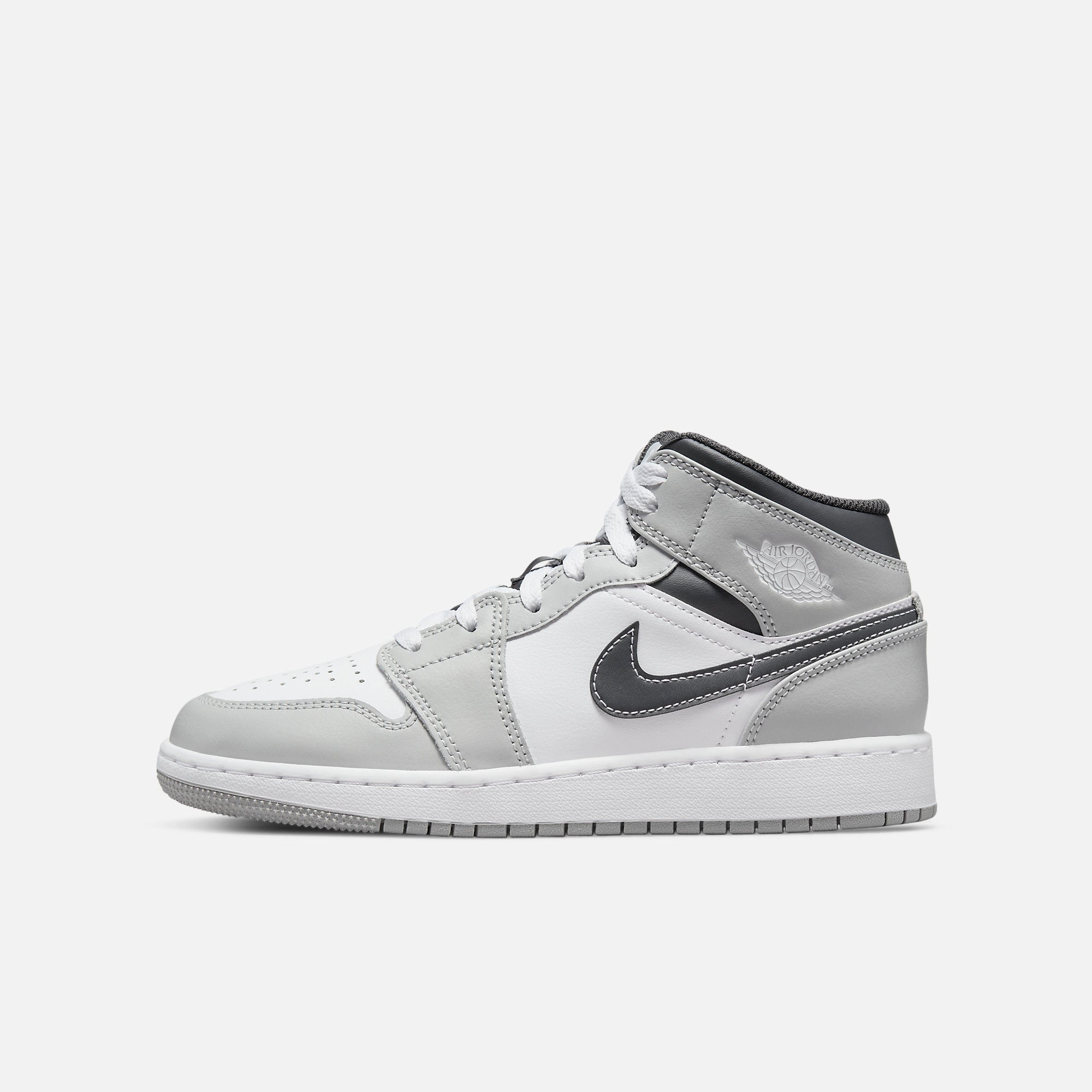 (GS) Air Jordan 1 Mid 'Light Smoke Grey 2.0' (2022) 554725-078 Authentic Air Jordan 1 in premium leather