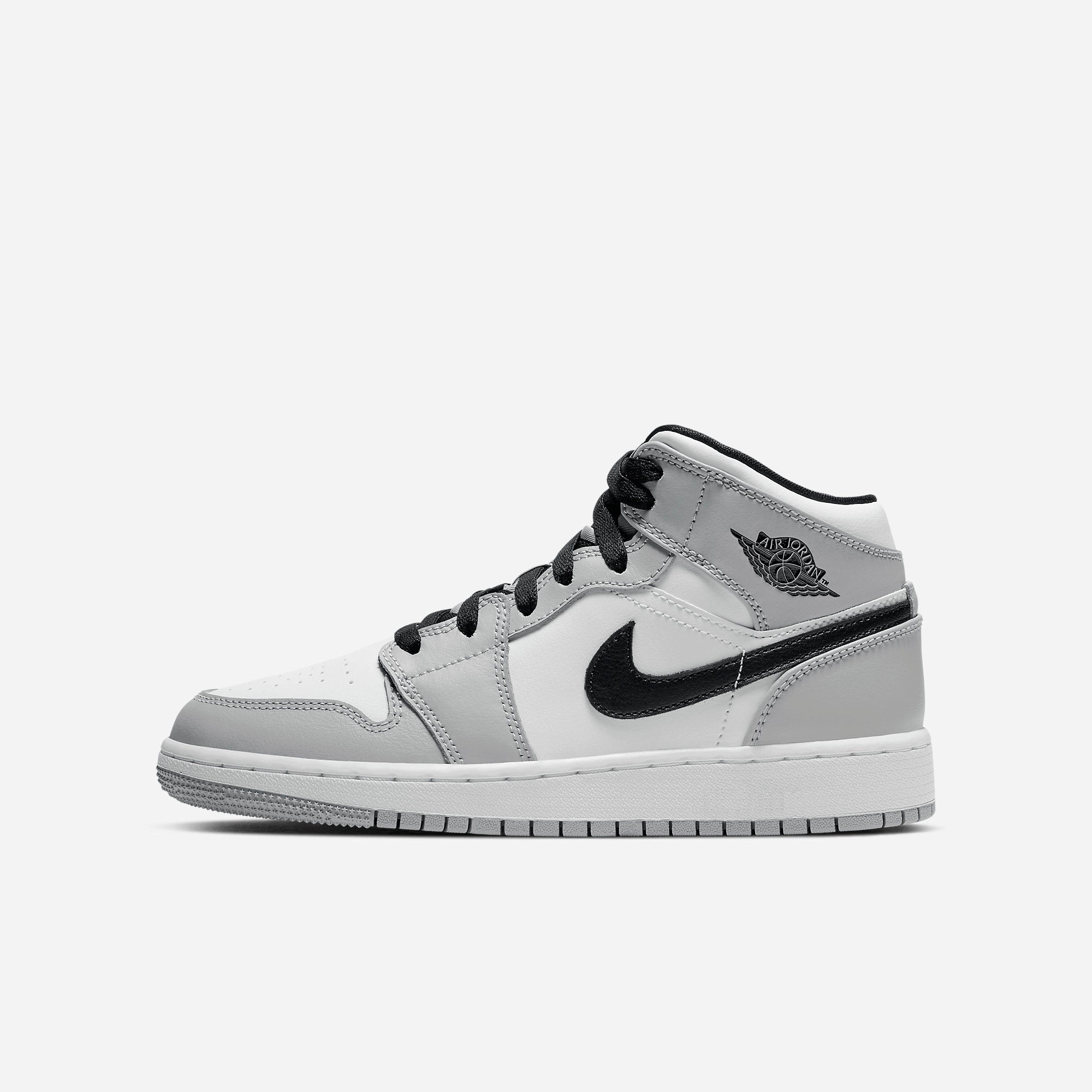 (GS) Air Jordan 1 Mid 'Light Smoke Grey' (2020) 554725-092 Heritage Air Jordan 1 sneakers for men