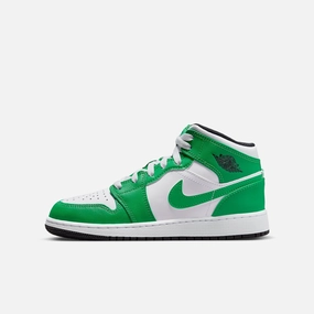 (GS) Air Jordan 1 Mid 'Lucky Green' (2023) DQ8423-301 Authentic Air Jordan 1 in premium leather