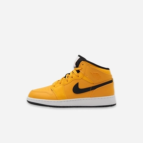(GS) Air Jordan 1 Mid 'University Gold' (2019) 554725-700 Authentic Air Jordan 1 in premium leather