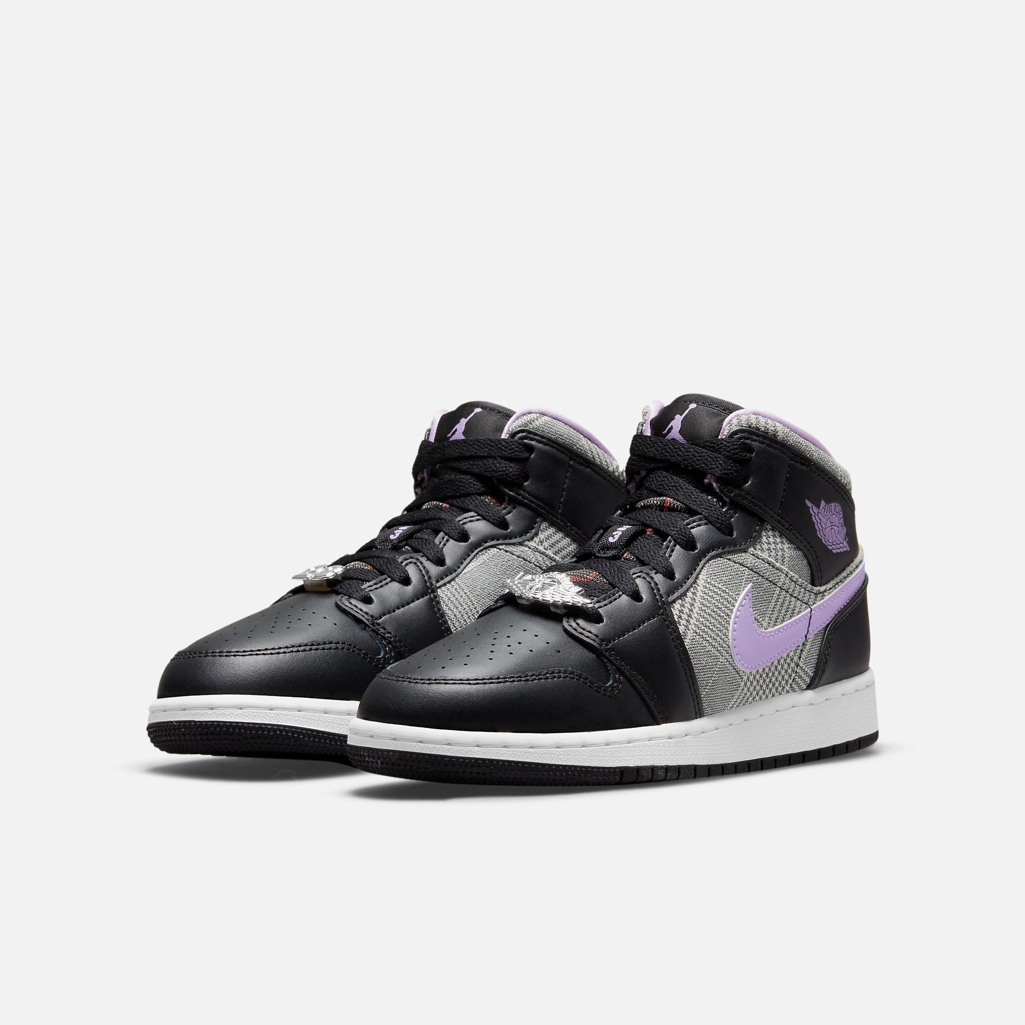 (GS) Air Jordan 1 Mid SE 'Houndstooth' (2021) DC7226-015 Air Jordan 1 Timeless Heritage Shoes