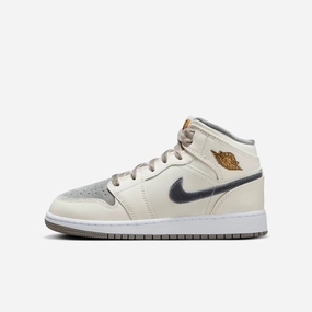 (GS) Air Jordan 1 Mid SE 'Pewter Velvet Toe' (2023) FB9899-100 Authentic Air Jordan 1 in premium leather
