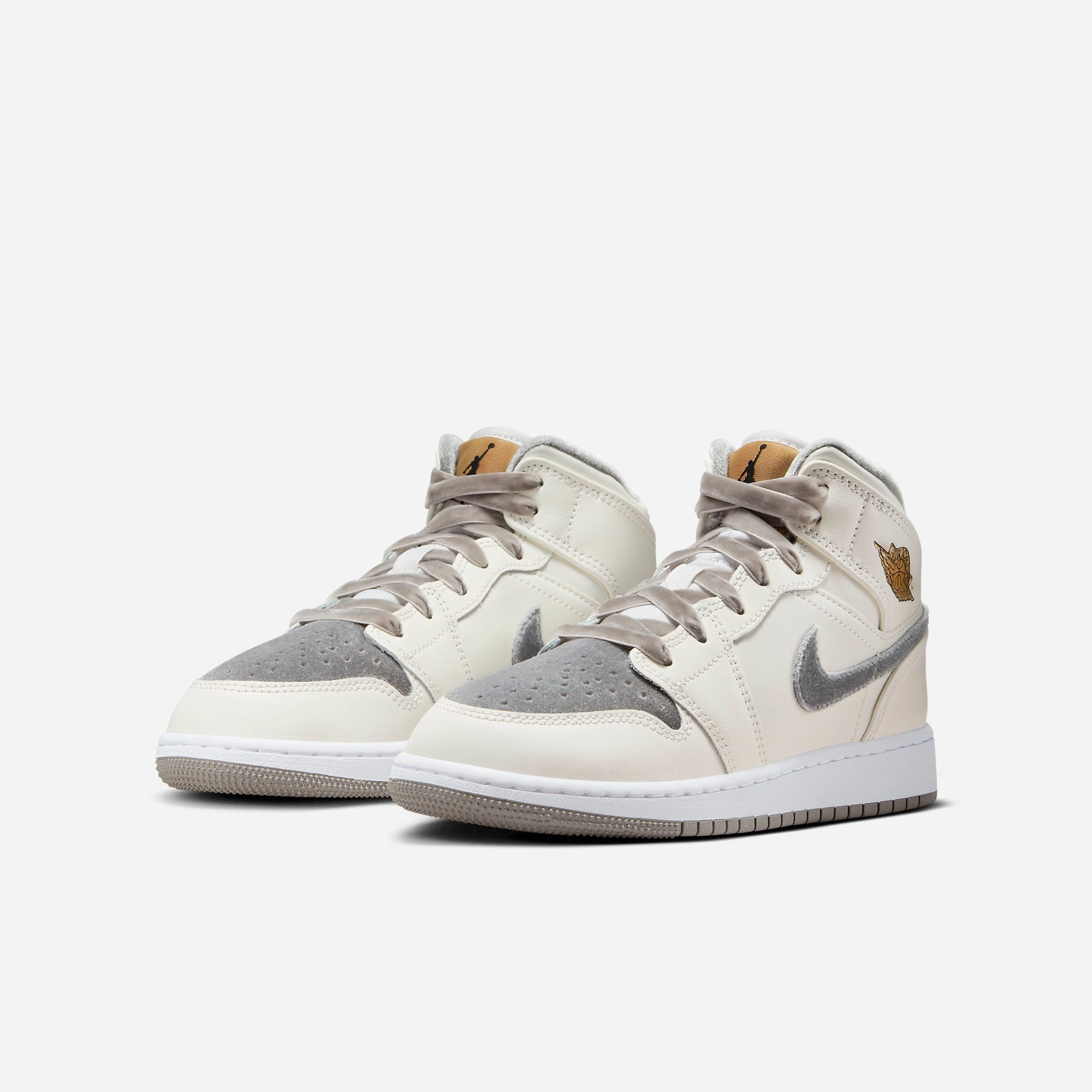 (GS) Air Jordan 1 Mid SE 'Pewter Velvet Toe' (2023) FB9899-100 Air Jordan 1 Original Colorway Shoes