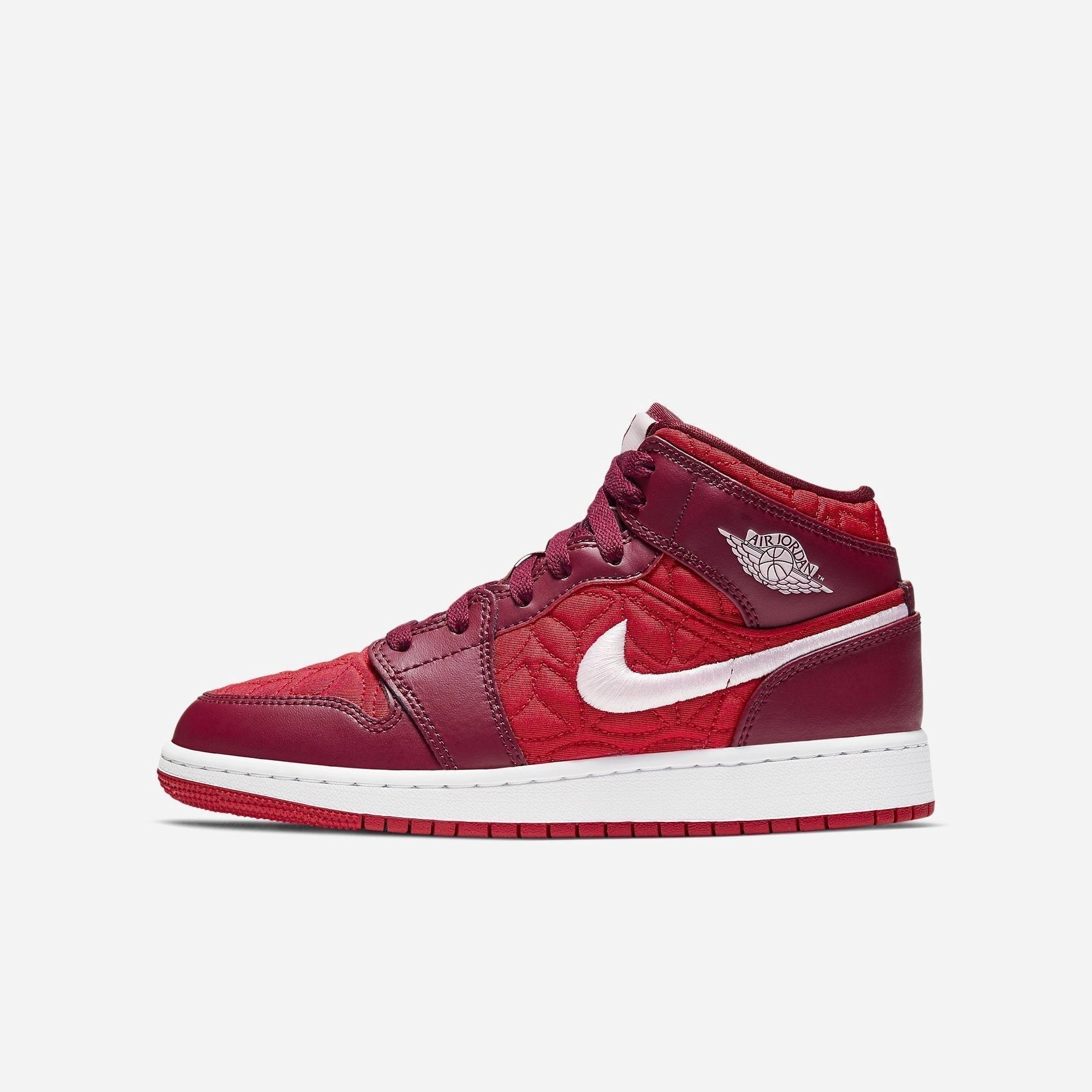 (GS) Air Jordan 1 Mid SE 'Red Quilt / Valentine's Day' (2020) AV5174-600 Authentic Air Jordan 1 in premium leather