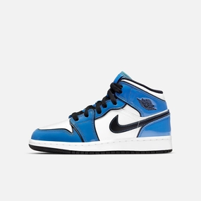 (GS) Air Jordan 1 Mid SE 'Signal Blue' (2021) BQ6931-402 Authentic Air Jordan 1 in premium leather