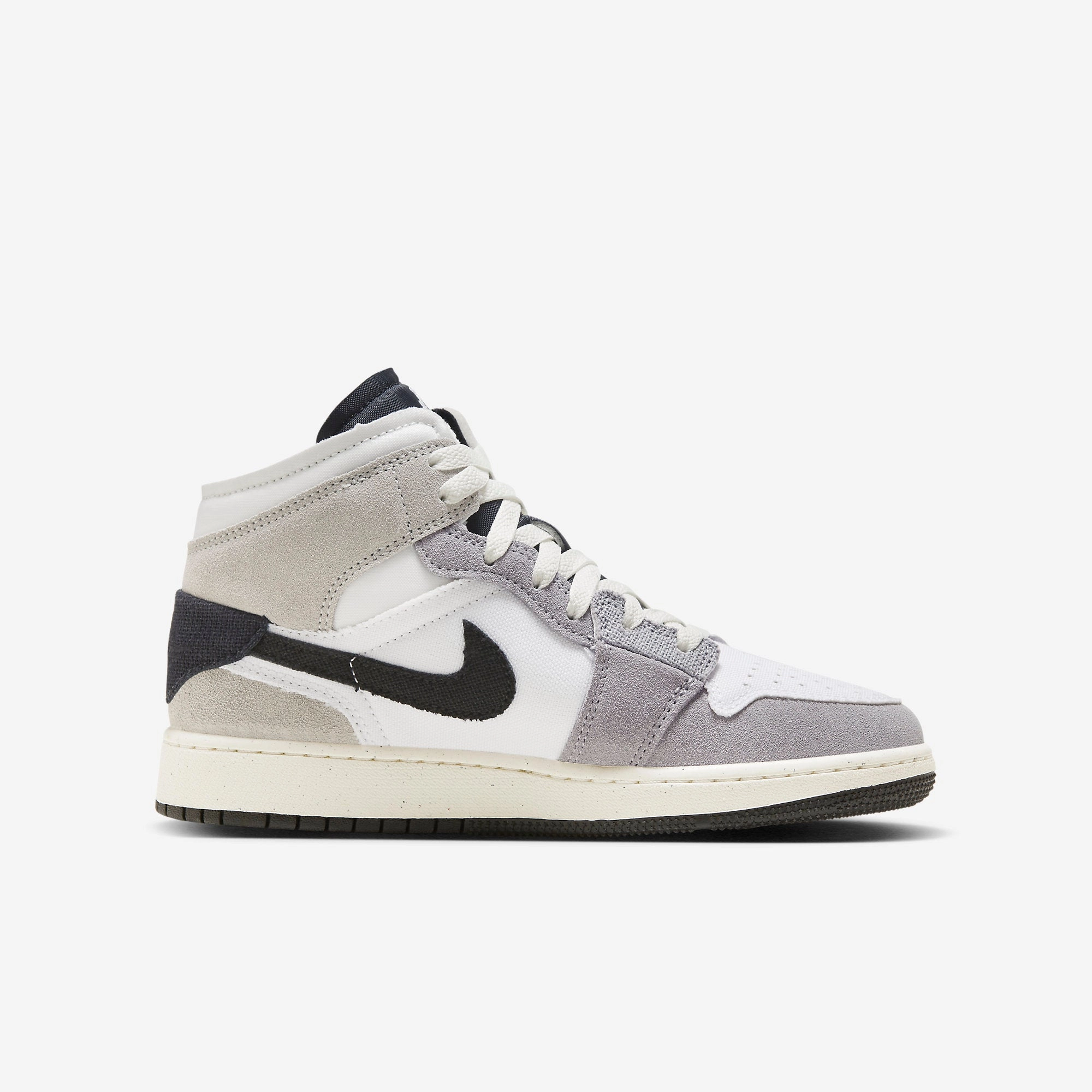(GS) Air Jordan 1 Mid SE Craft 'Cement Grey / Black' (2023) FD9091-002 Air Jordan 1 Original Colorway Shoes