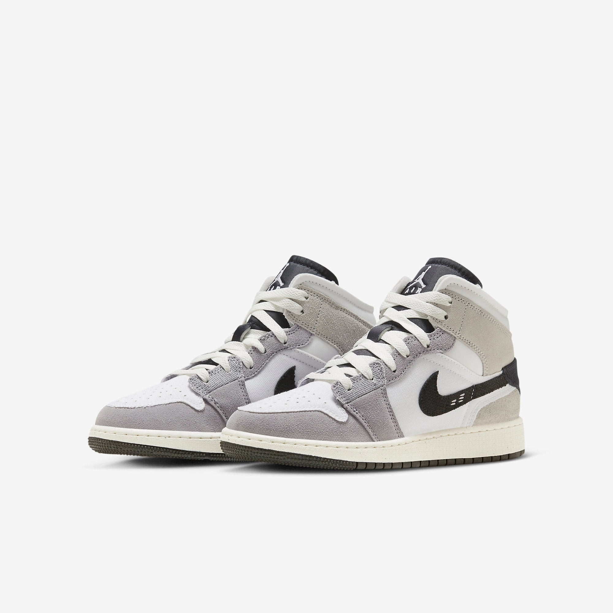(GS) Air Jordan 1 Mid SE Craft 'Cement Grey / Black' (2023) FD9091-002 Air Jordan 1 Original Colorway Shoes
