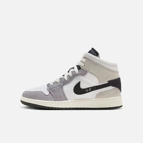 (GS) Air Jordan 1 Mid SE Craft 'Cement Grey / Black' (2023) FD9091-002 Authentic Air Jordan 1 in premium leather