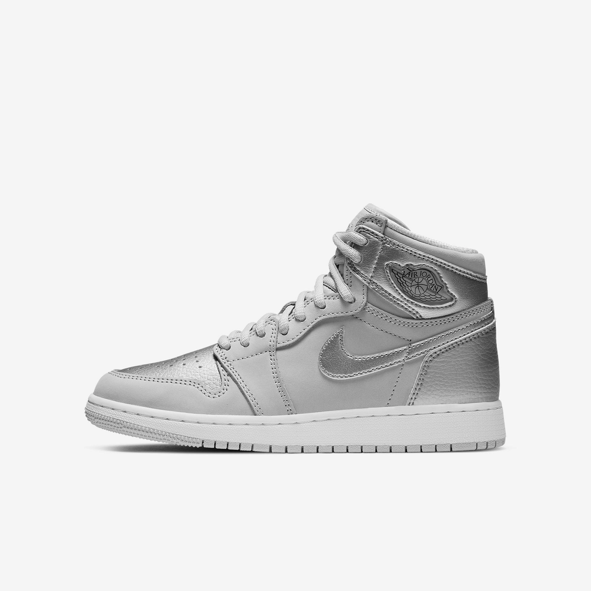 (GS) Air Jordan 1 Retro High OG 'Japan Metallic Silver' (2020) 575441-029 Authentic Air Jordan 1 in premium leather