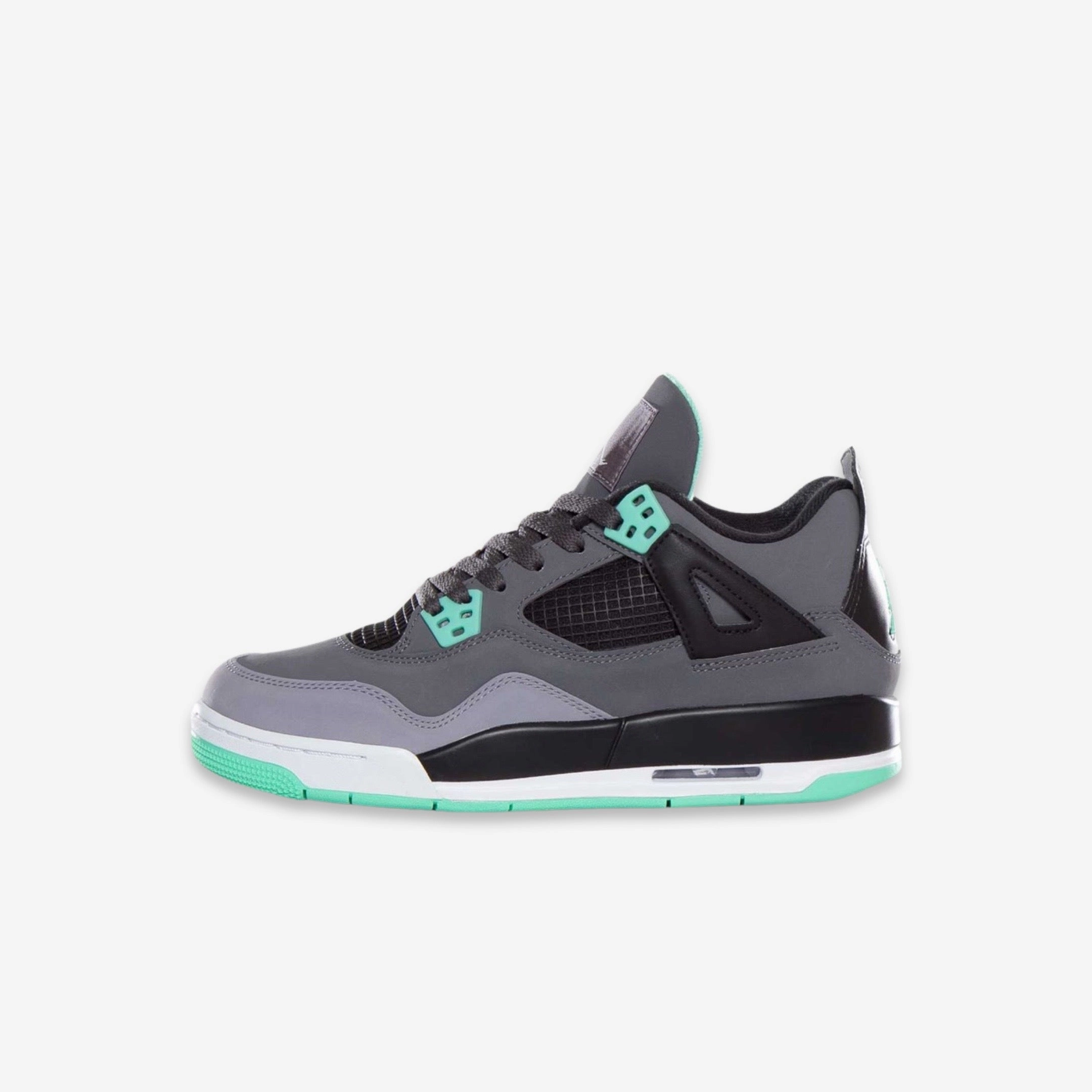 (GS) Air Jordan 4 Retro 'Green Glow' (2013) 408452-033 Air Jordan 4 sneakers with visible air unit