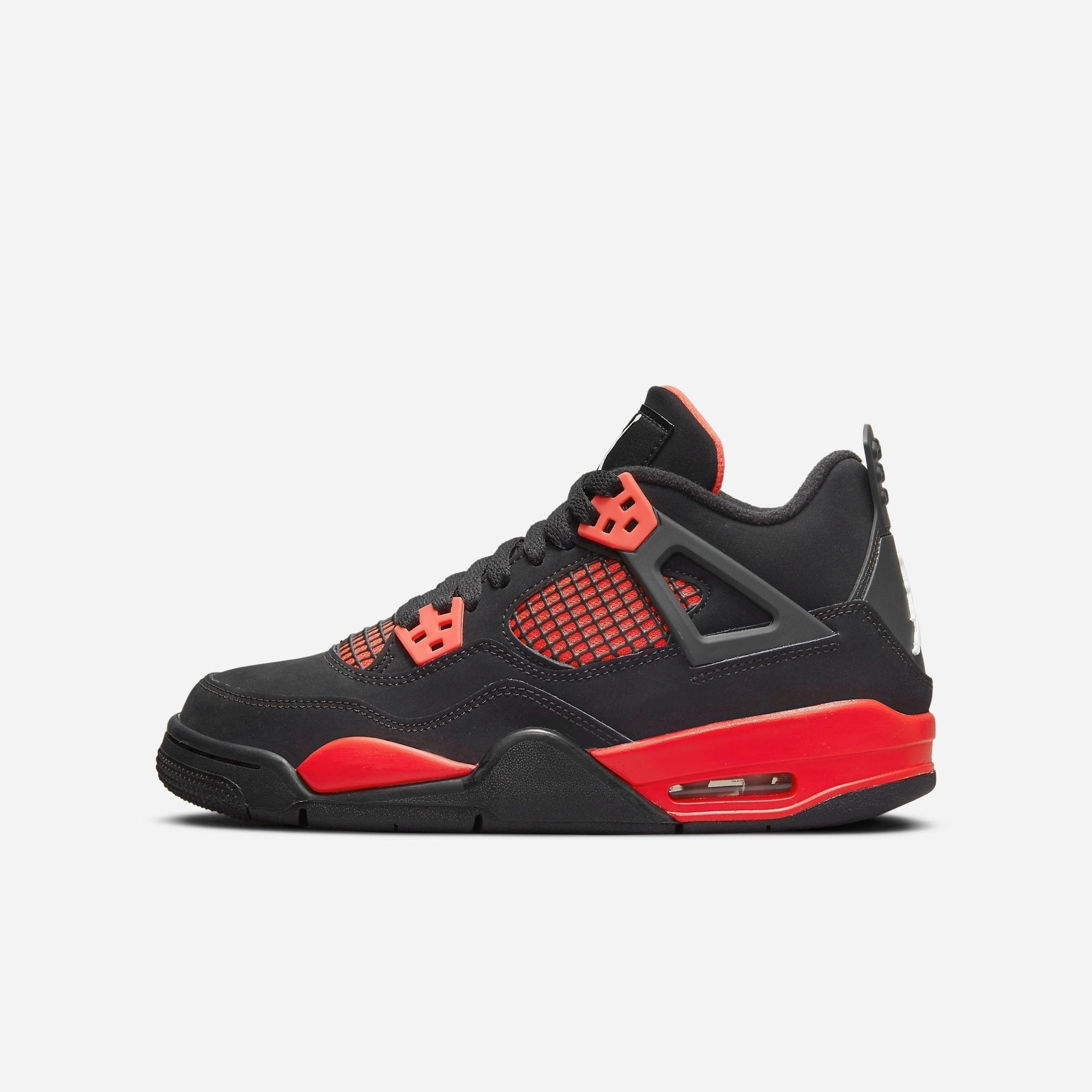 (GS) Air Jordan 4 Retro 'Red Thunder' (2022) 408452-016 Air Jordan 4 sneakers with visible air unit