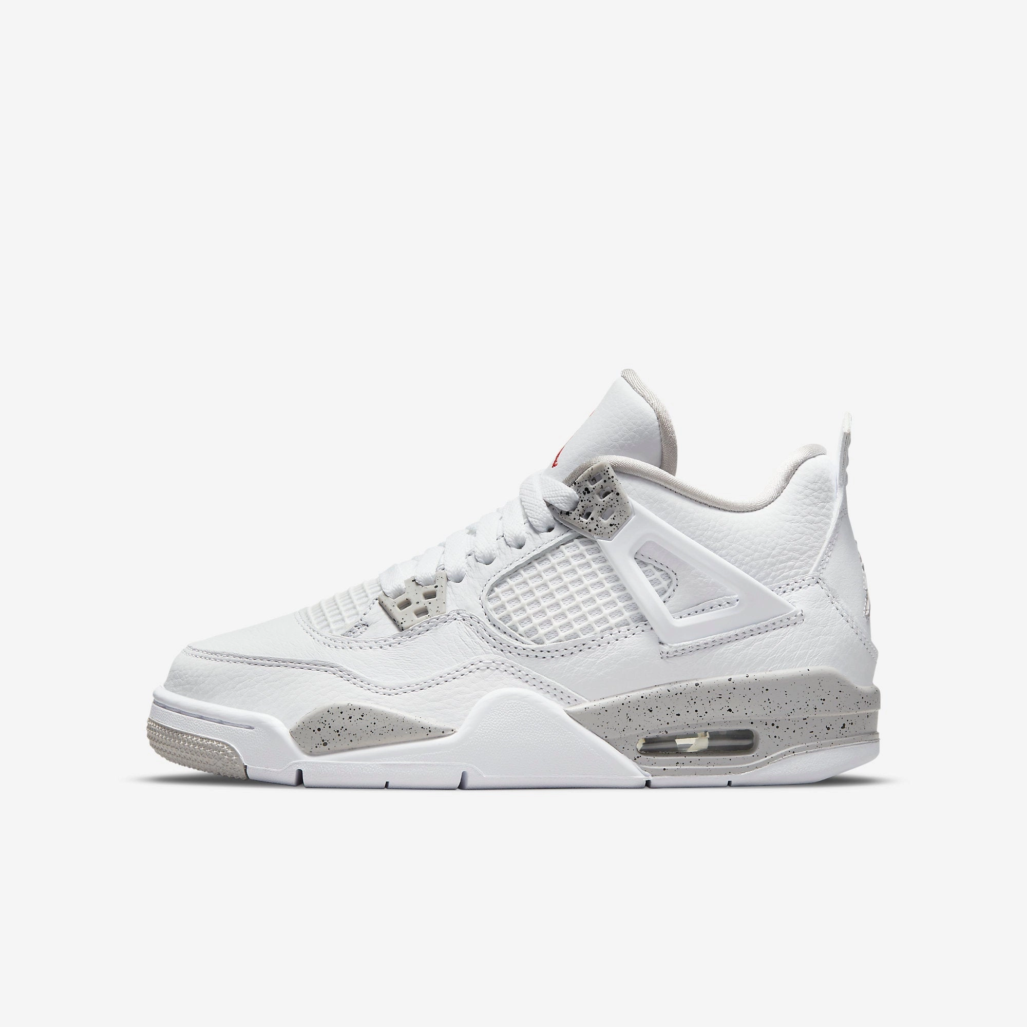 (GS) Air Jordan 4 Retro 'White Oreo' (2021) DJ4699-100 Air Jordan 4 sneakers with visible air unit