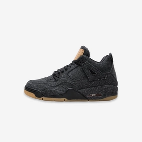 (GS) Air Jordan 4 Retro Levi's NRG 'Black Denim' (Blank Tag) (2018) AQ9103-001 Air Jordan 4 sneakers with visible air unit