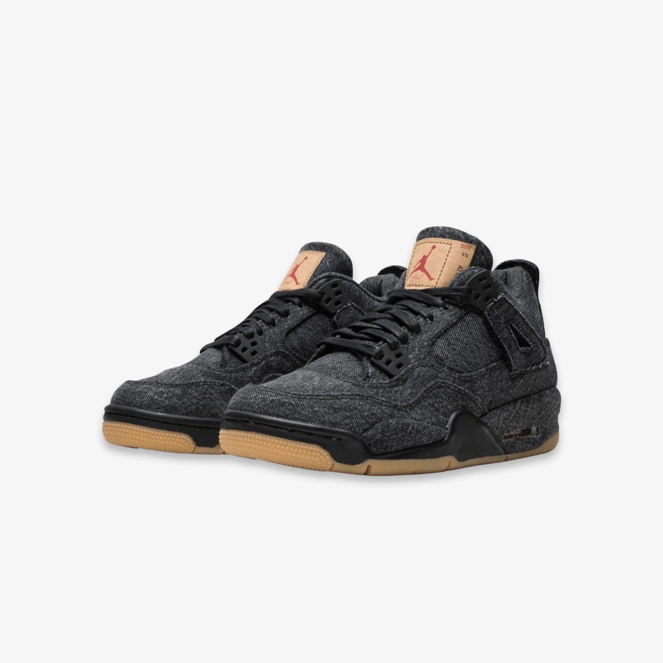 (GS) Air Jordan 4 Retro Levi's NRG 'Black Denim' (Blank Tag) (2018) AQ9103-001 Air Jordan 4 Visible Air Unit Sneakers