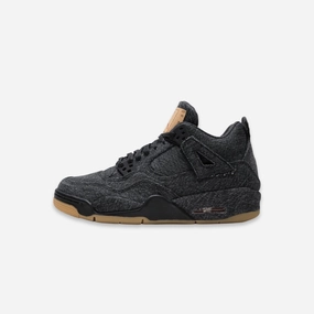 (GS) Air Jordan 4 Retro Levi's NRG 'Black Denim' (Levi's Tag) (2018) AQ9103-001 Air Jordan 4 sneakers with visible air unit