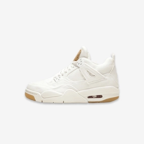 (GS) Air Jordan 4 Retro Levi's NRG 'White Denim' (Blank Tag) (2018) AQ9103-100 Air Jordan 4 sneakers with visible air unit