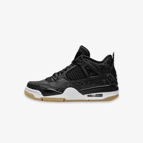 (GS) Air Jordan 4 Retro SE 'Laser Black / Gum' (2019) CI2970-001 Air Jordan 4 sneakers with visible air unit