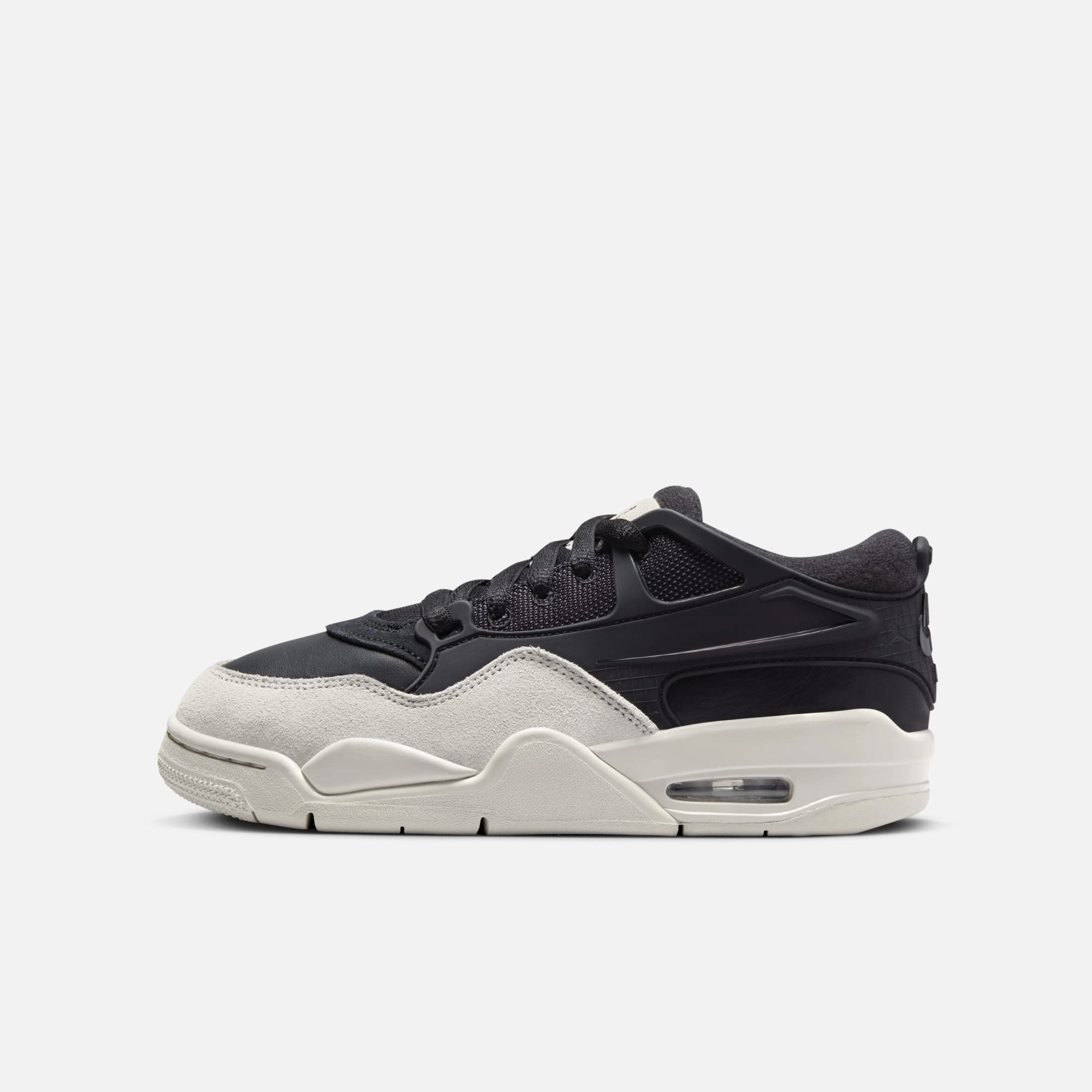 (GS) Air Jordan 4 RM 'Black / Light Bone' (2024) FQ7938-001 Air Jordan 4 sneakers with visible air unit