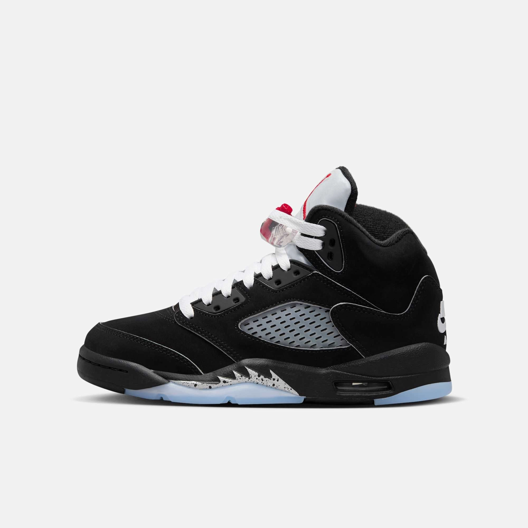 (GS) Air Jordan 5 Retro 'Reimagined Black / Metallic Silver' (2025) HF3976-001 Air Jordan 5 shoes with mesh panel details