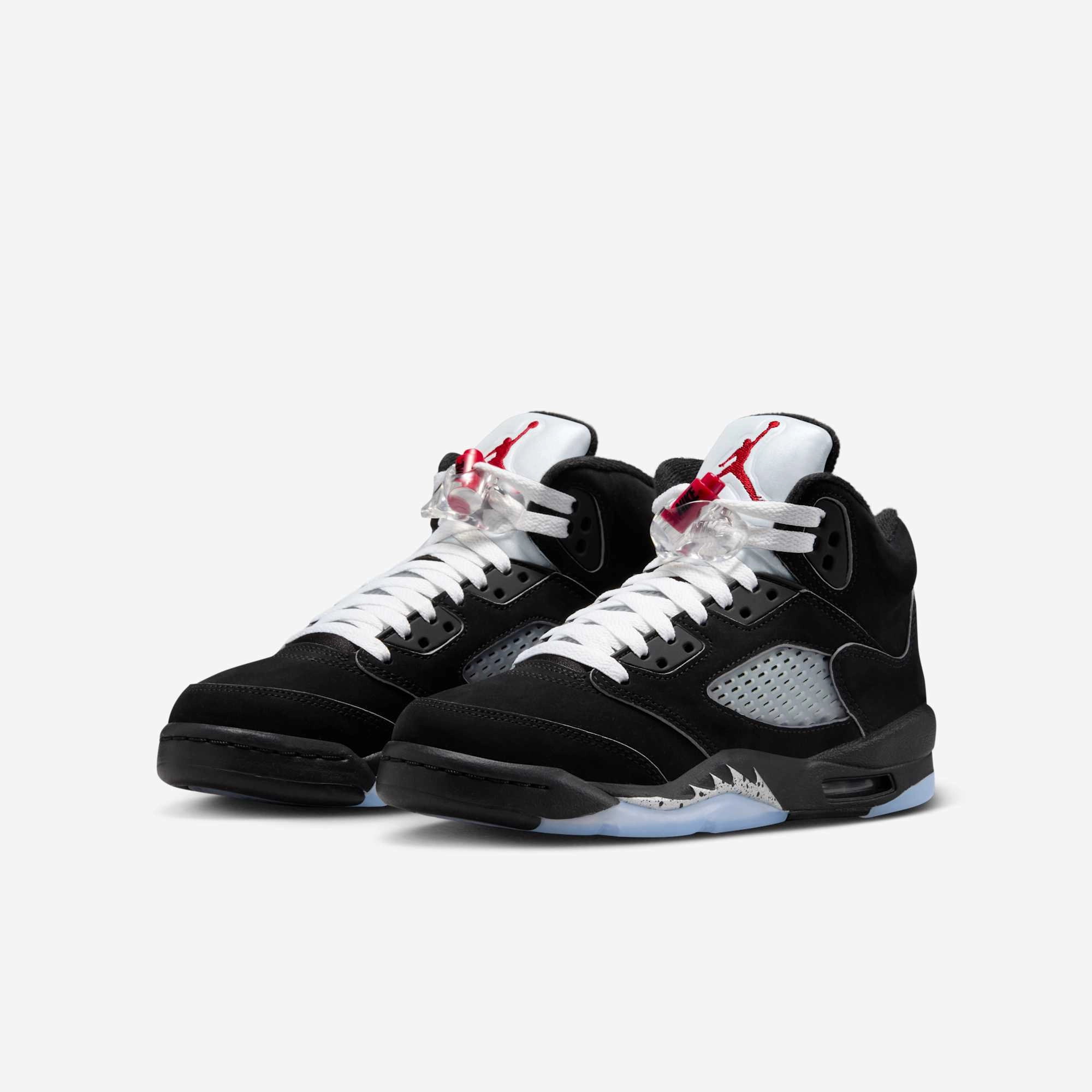 (GS) Air Jordan 5 Retro 'Reimagined Black / Metallic Silver' (2025) HF3976-001 Air Jordan 5 Mesh Panel Basketball Shoes