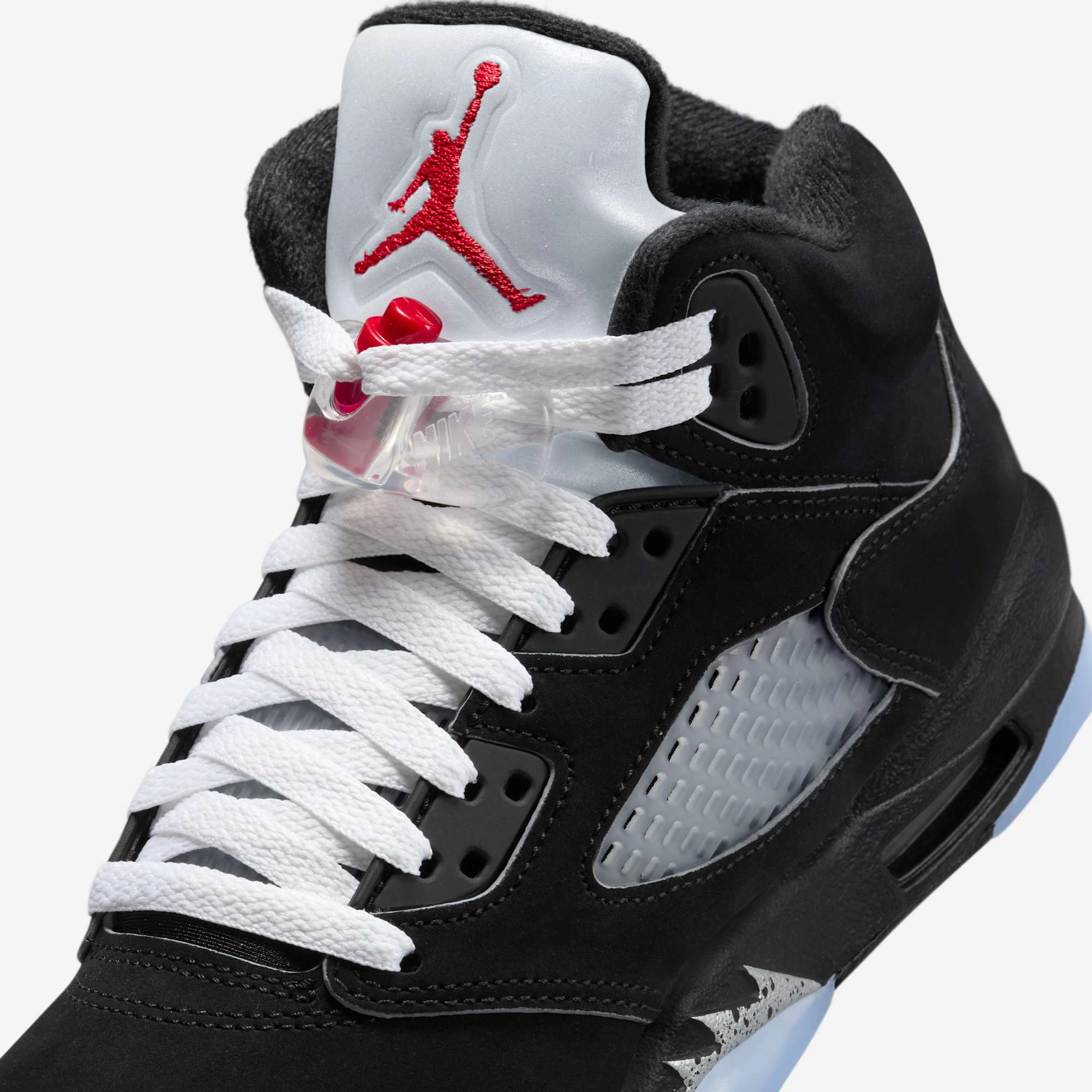 (GS) Air Jordan 5 Retro 'Reimagined Black / Metallic Silver' (2025) HF3976-001 Air Jordan 5 Mesh Panel Basketball Shoes