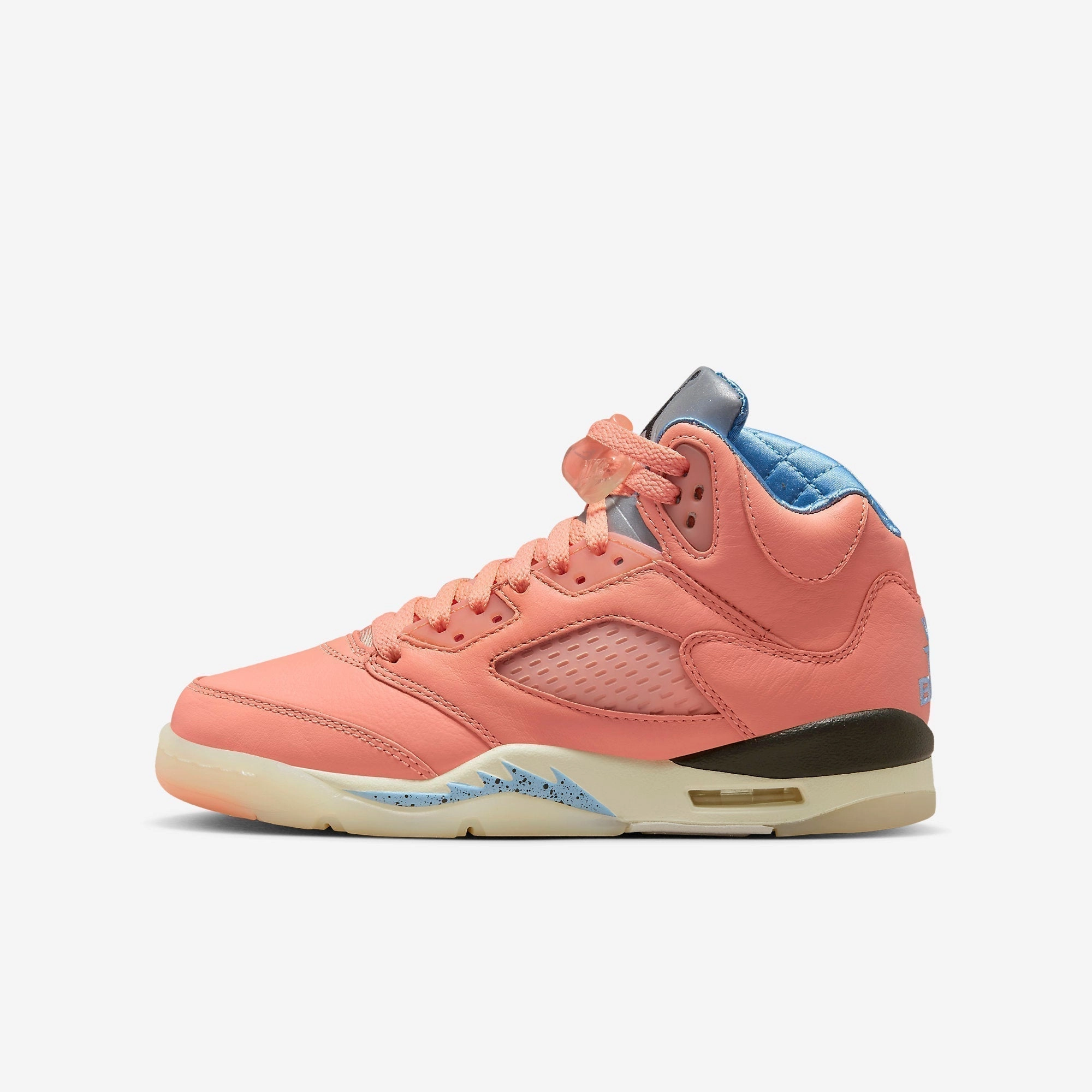 (GS) Air Jordan 5 Retro SP x DJ Khaled 'We The Best Crimson Bliss' (2022) DV4983-641 Air Jordan 5 shoes with mesh panel details