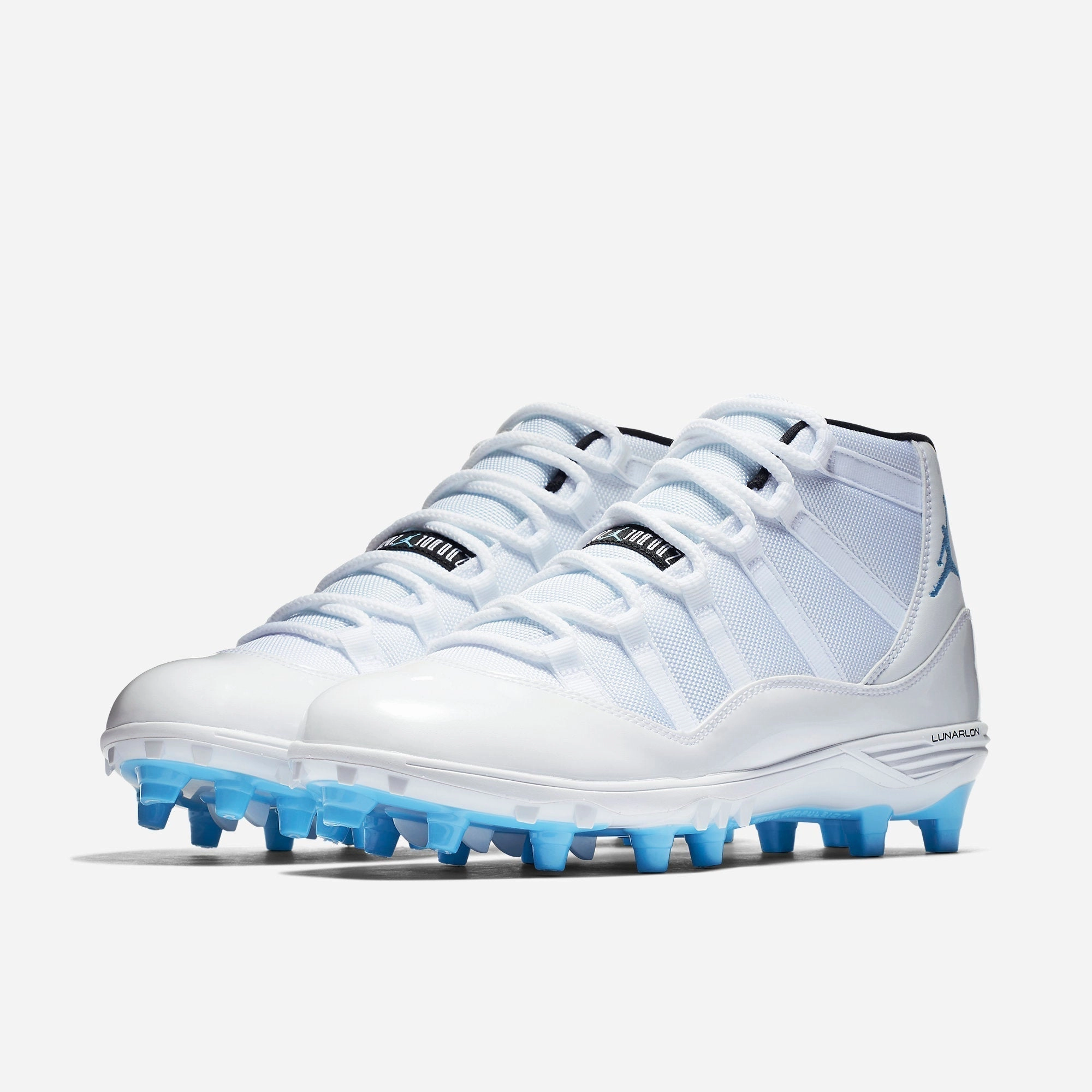 (Men's) Air Jordan 11 Retro Cleat TD 'Columbia / Legend Blue' (2018) AO1561-117 Air Jordan 11 Patent Basketball Shoes