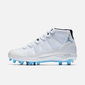 (Men's) Air Jordan 11 Retro Cleat TD 'Columbia / Legend Blue' (2018) AO1561-117 Air Jordan 11 basketball shoes with patent look