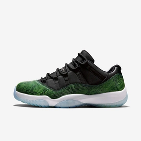 (Men's) Air Jordan 11 Retro Low 'Green Snakeskin' (2014) 528895-033 Air Jordan 11 basketball shoes with patent look