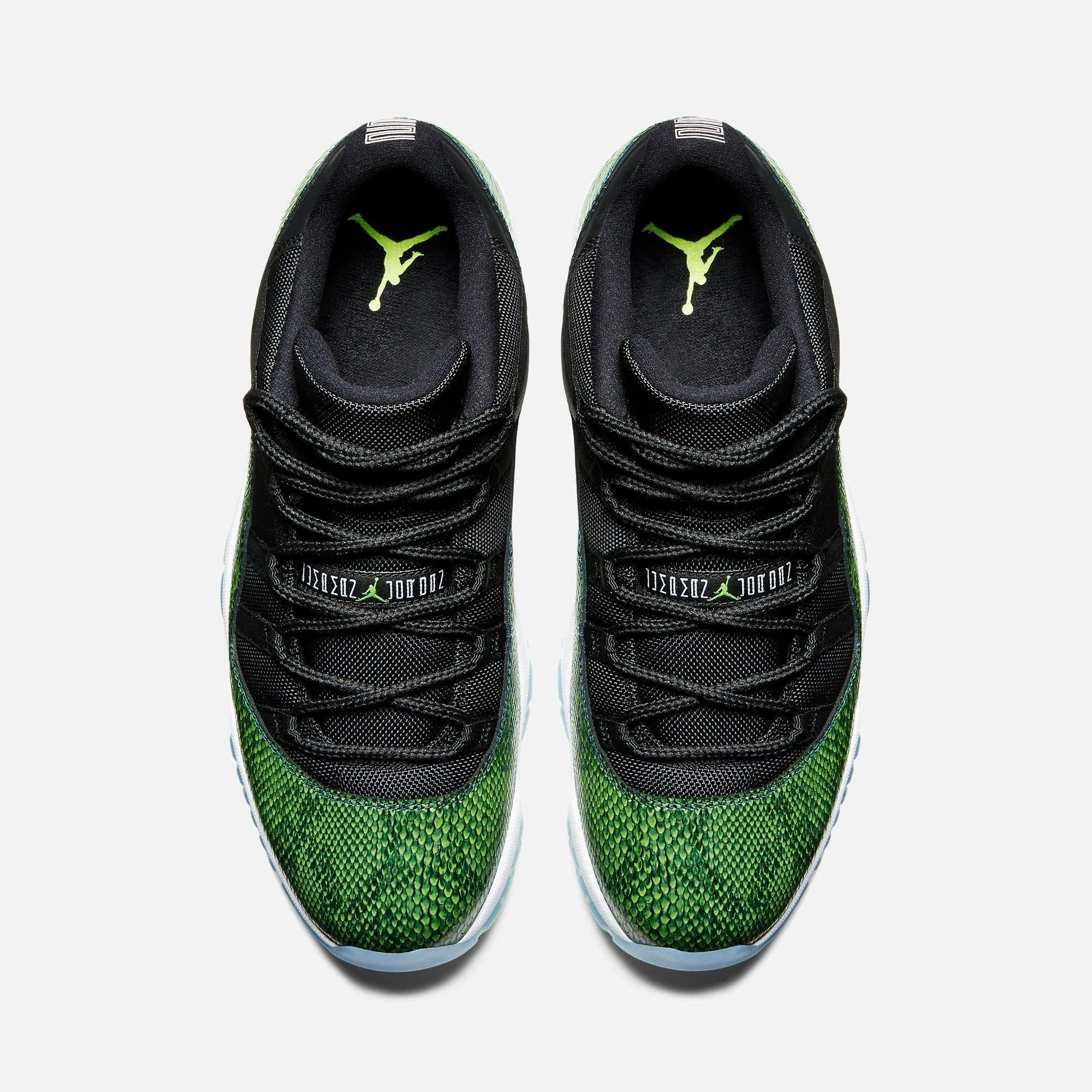 (Men's) Air Jordan 11 Retro Low 'Green Snakeskin' (2014) 528895-033 Air Jordan 11 Patent Basketball Shoes