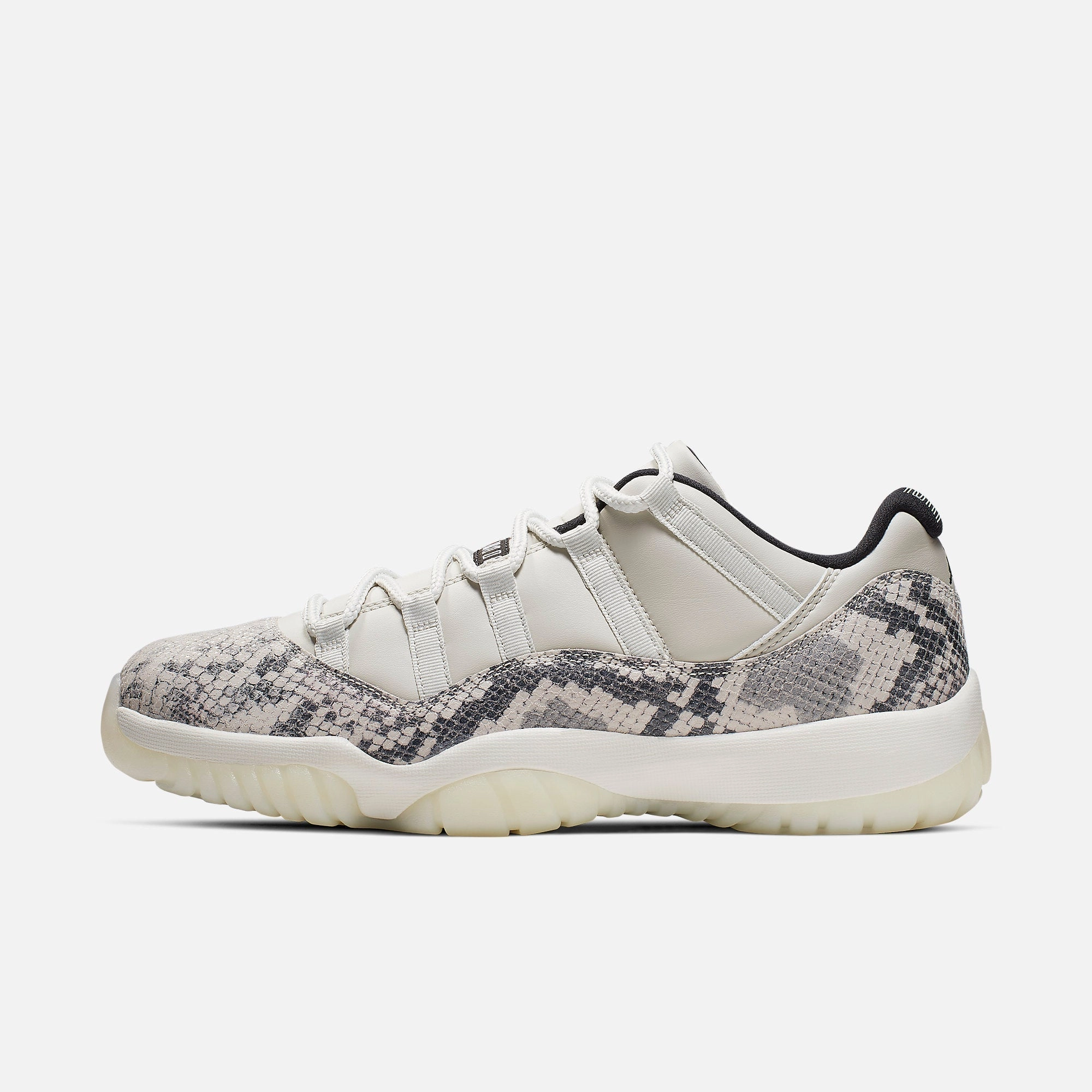 (Men's) Air Jordan 11 Retro Low LE 'Light Bone Snakeskin' (2019) CD6846-002 Air Jordan 11 basketball shoes with patent look