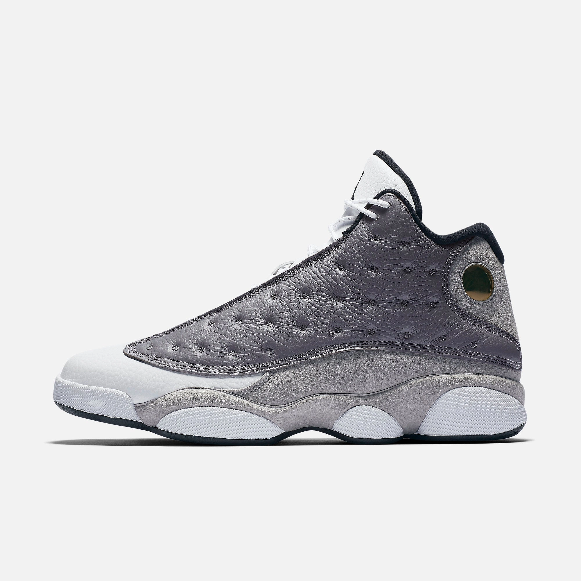 (Men's) Air Jordan 13 Retro 'Atmosphere Grey' (2019) 414571-016 Air Jordan 13 shoes with bold midsole design