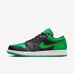(Men's) Air Jordan 1 Low 'Black / Lucky Green' (2023) 553558-065 Iconic Air Jordan 1 shoes with bold accents