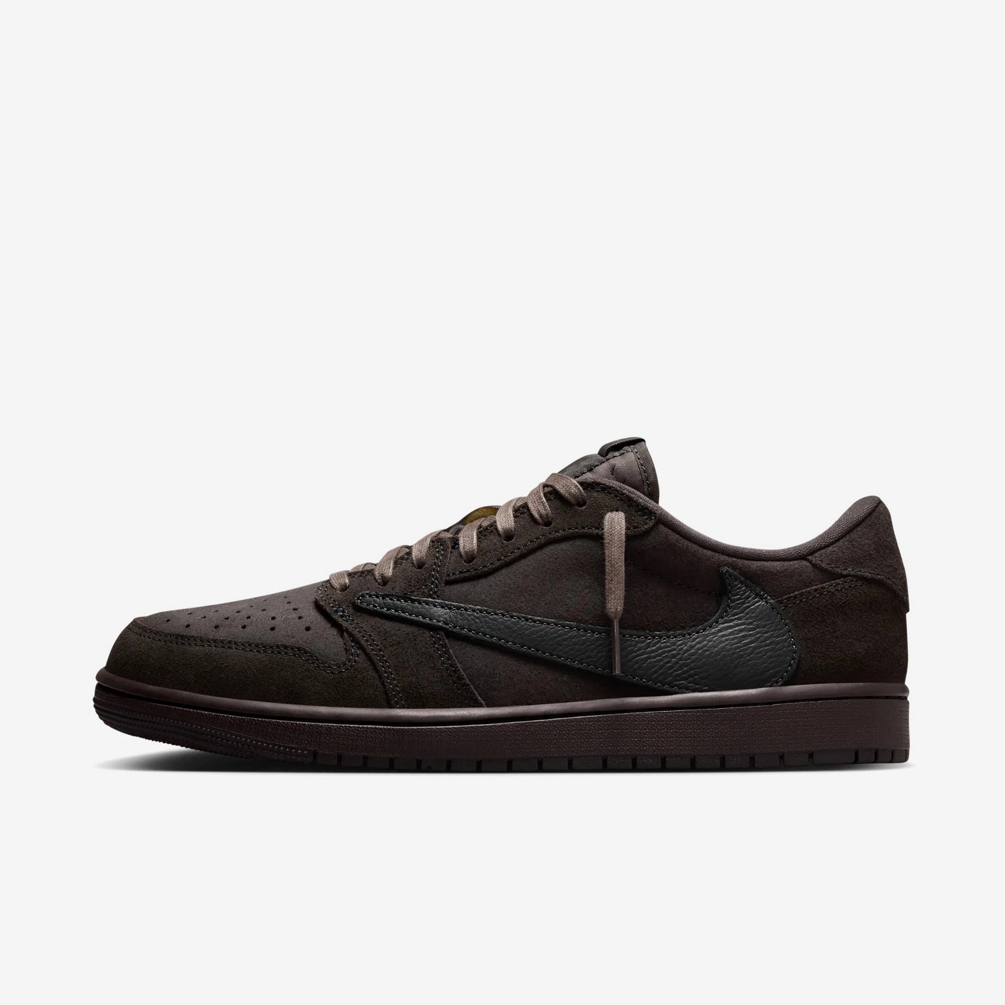 (Men's) Air Jordan 1 Low OG SP x Travis Scott 'Velvet Brown' (2024) DM7866-202 Authentic Air Jordan 1 in premium leather