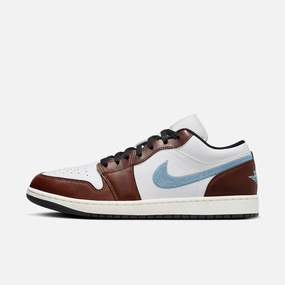 (Men's) Air Jordan 1 Low SE 'Brown / Blue Grey' (2024) FQ7832-142 Authentic Air Jordan 1 in premium leather