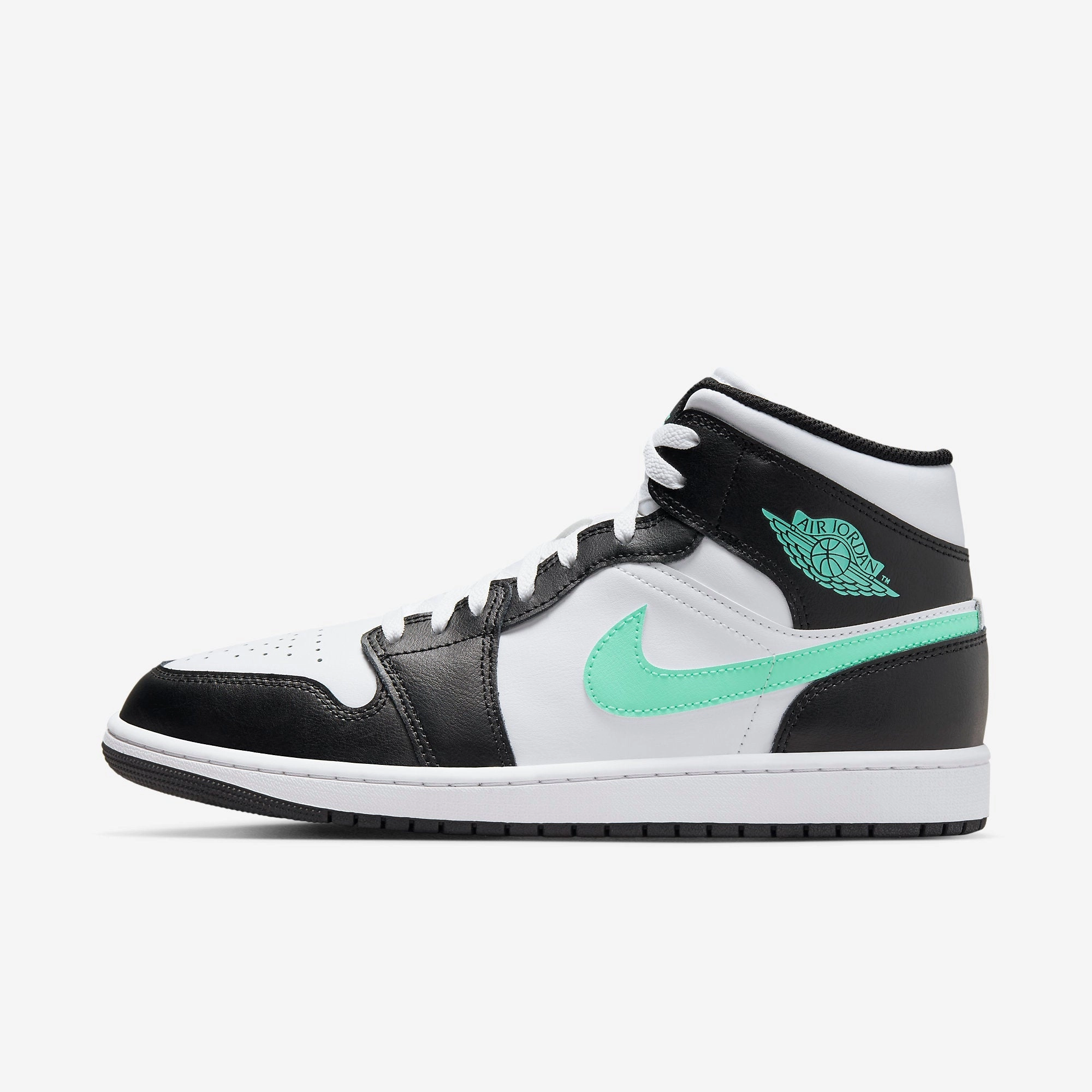 (Men's) Air Jordan 1 Mid 'Green Glow' (2024) DQ8426-103 Authentic Air Jordan 1 in premium leather