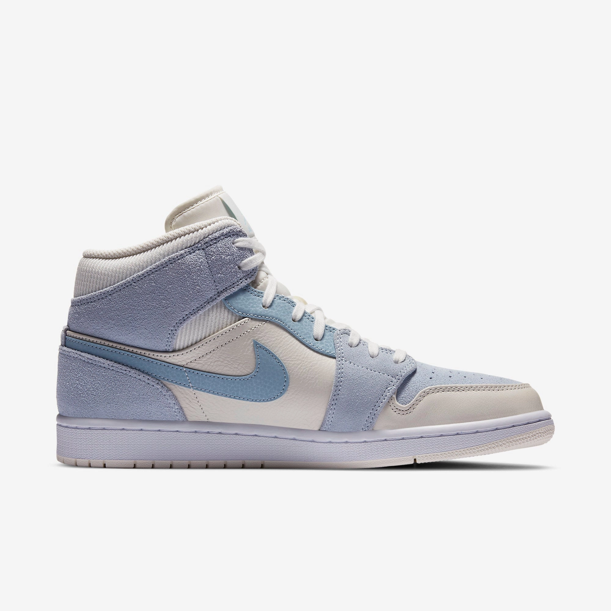 (Men's) Air Jordan 1 Mid 'Mixed Textures Blue' (2020) DA4666-100 Air Jordan 1 Signature Look Sneakers